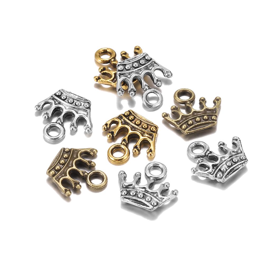 20pcs/lot 13x14mm Charms Crown Tibetan Gold Color Charms Pendants Findings DIY Bracelet Jewelry Making Supplies Handmade Craft