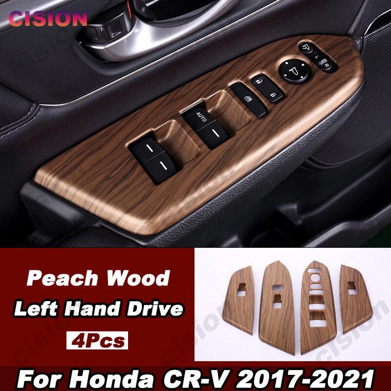 Peach Wood Grain Window Lift Button Switch Panel Cover Frame Trim For Honda CRV CR-V 2017- Interior Car Styling Accessories