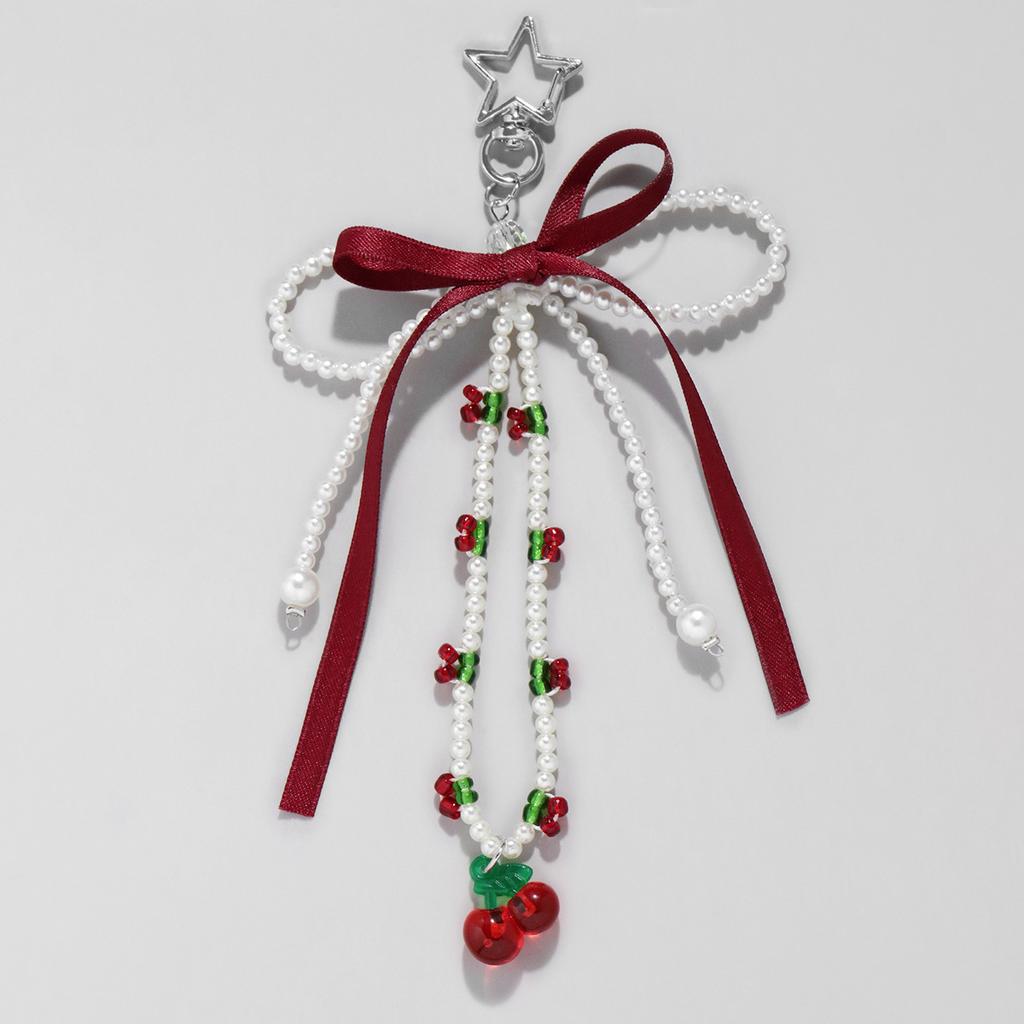 Y2k Fashion Flower Star Love Bow Strawberry Pendant Acrylic Keychain Student Women's Bag Backpack Pants Chain