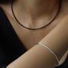 NORMALLEE [Silver 925] Black Spinel Gem Necklace (Long Ver.)