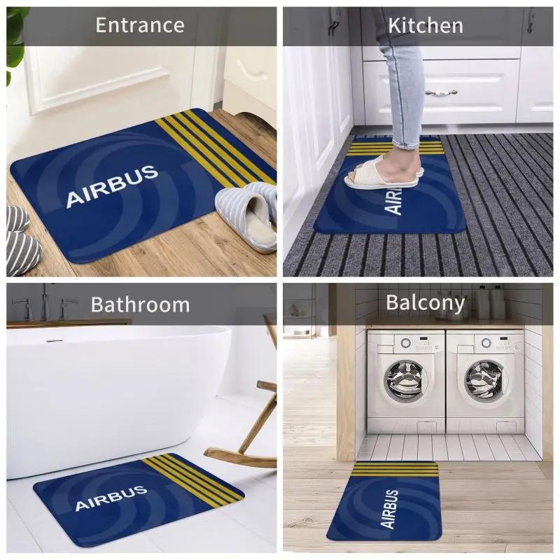Custom Airbus Fighter Pilot Doormat Mat Anti-Slip Aviation Airplane Kitchen Bathroom Garden Rug Carpet 40*60cm