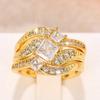 Charm Couple Rings Romantic Women Rhinestones CZ Rings Set Trendy Men Stainless Steel Rings Wedding Band Jewelry For Lover Gifts