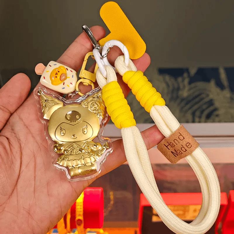 

Shuibei 999 Pure Gold Kuromi Charm Keychain and Phone Lanyard
