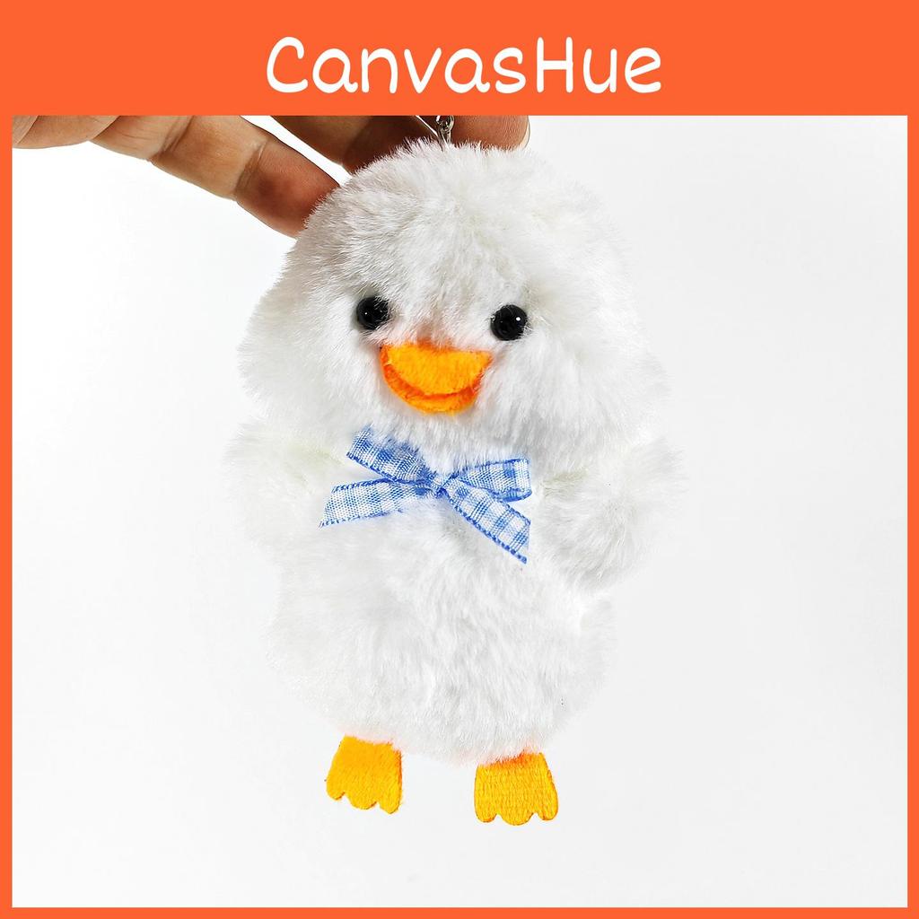 Plush Cuter Duck Keychain With Grid Tie Design For Childrens Gift Celebration