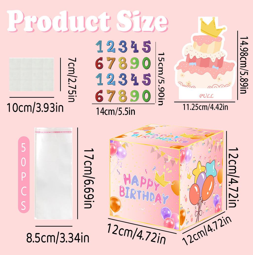 

Party Gift Box With Pink Gradient Balloon Pattern For Celebrations And Special Occasions