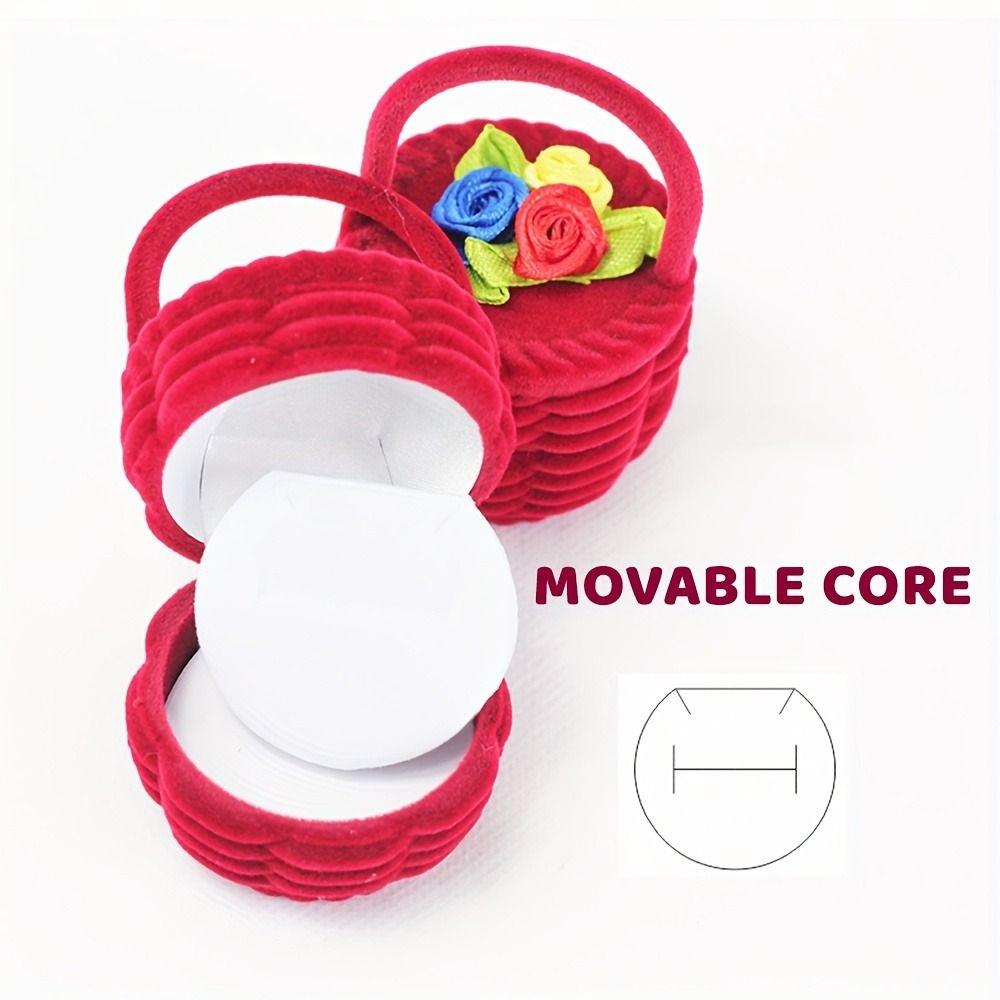 Cute Design Flower Basket Ring Box Velvet Material Ring Box Case Gift Box Holder Jewelry Display
