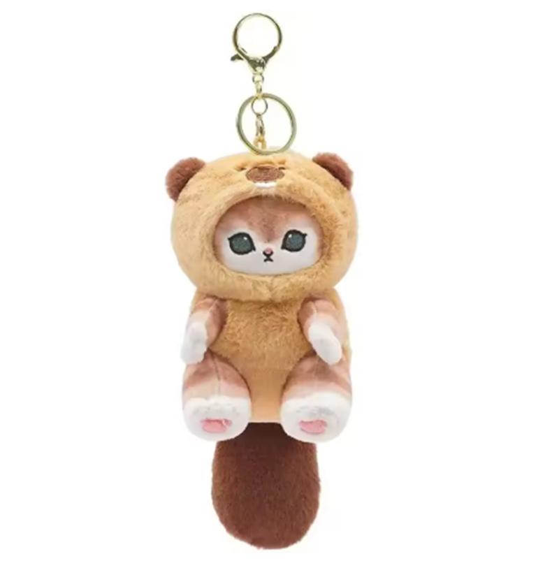 Cute 13Cm Kawaii Keychain Pendant Cartoon Mofusand Shark Cat Cross-Dressing Doll Backpack Decor Toys For Kids Adults Children's Birthday Gift Holiday