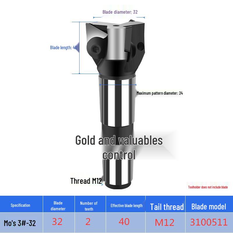 Triangular Right-Angle Face Milling Cutter, Interchangeable Head, Morse 3# 4# Straight/R8 Shank, 90° Triangular Insert.