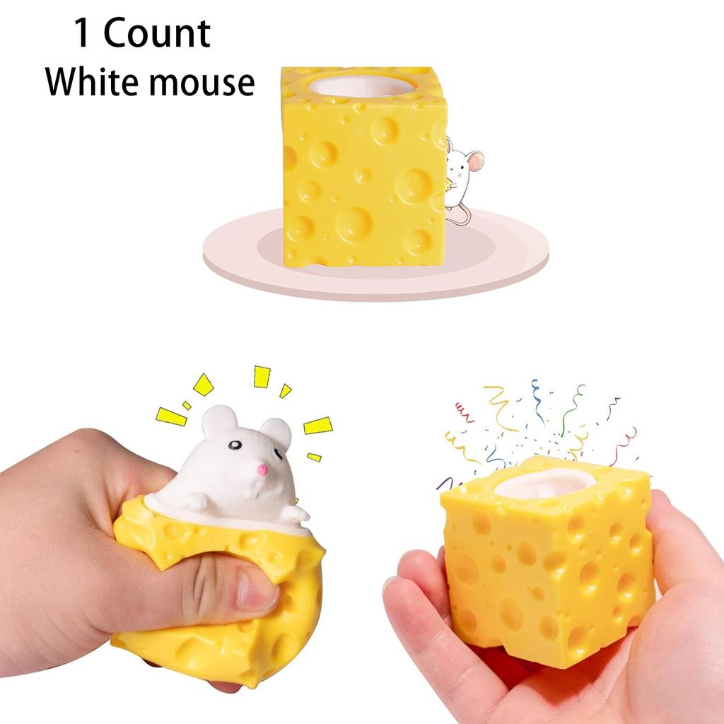 Pop Up Funny Mouse And Cheese Block Squeeze Anti Stress Toy Hide And Seek Figures Stress Relief Fidget Toys For Kids Adults