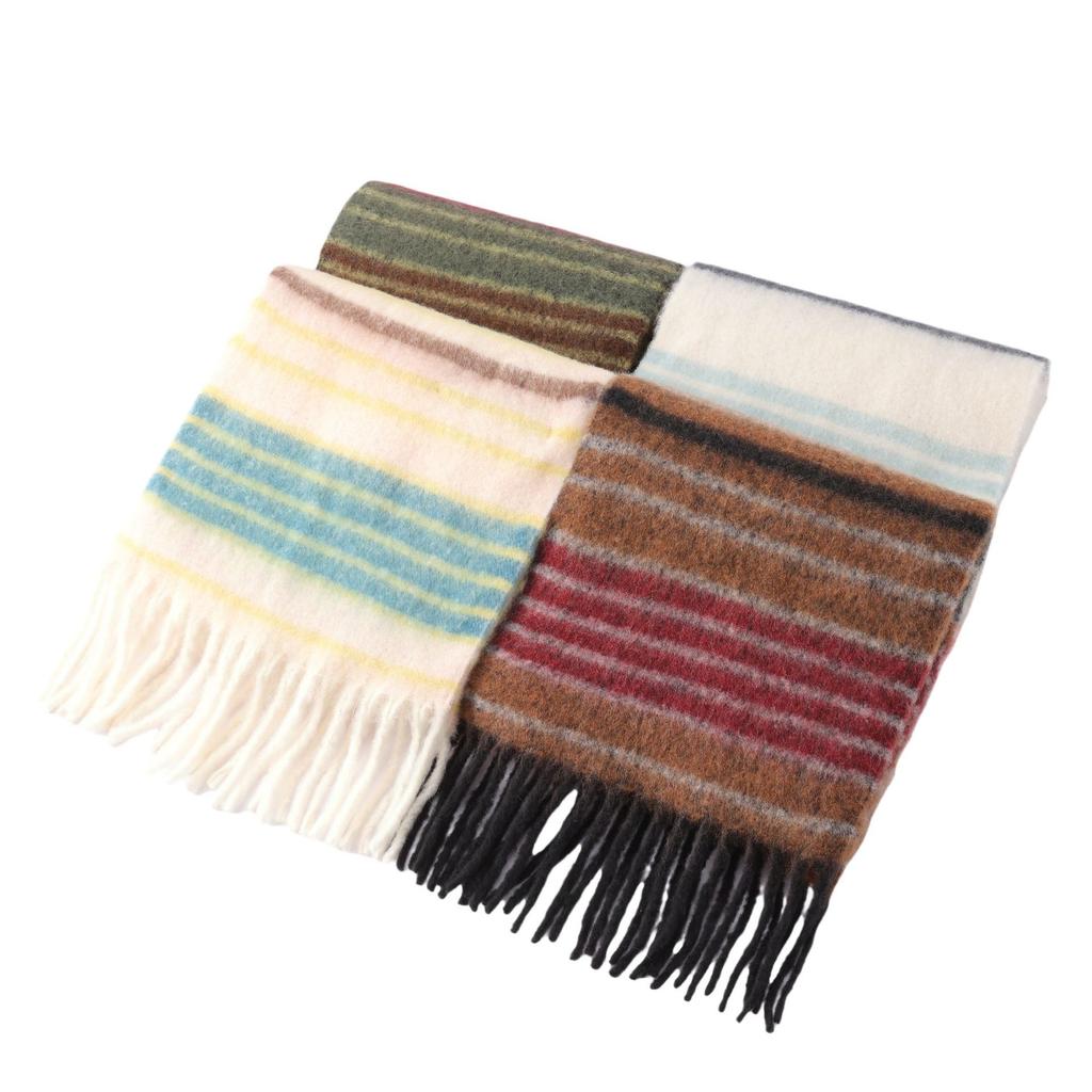Knitted wool scarf women's autumn and winter mohair thickened winter warm scarf versatile shawl red