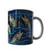 Fishing Ceramic Mug Trout Fish Design Coffee Mug with Blue Wave Pattern 11/15oz Fish Art Drinkware Gifts for Men Fisher