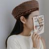 Women's Check Pattern Color Block Beret Fall Style Hat