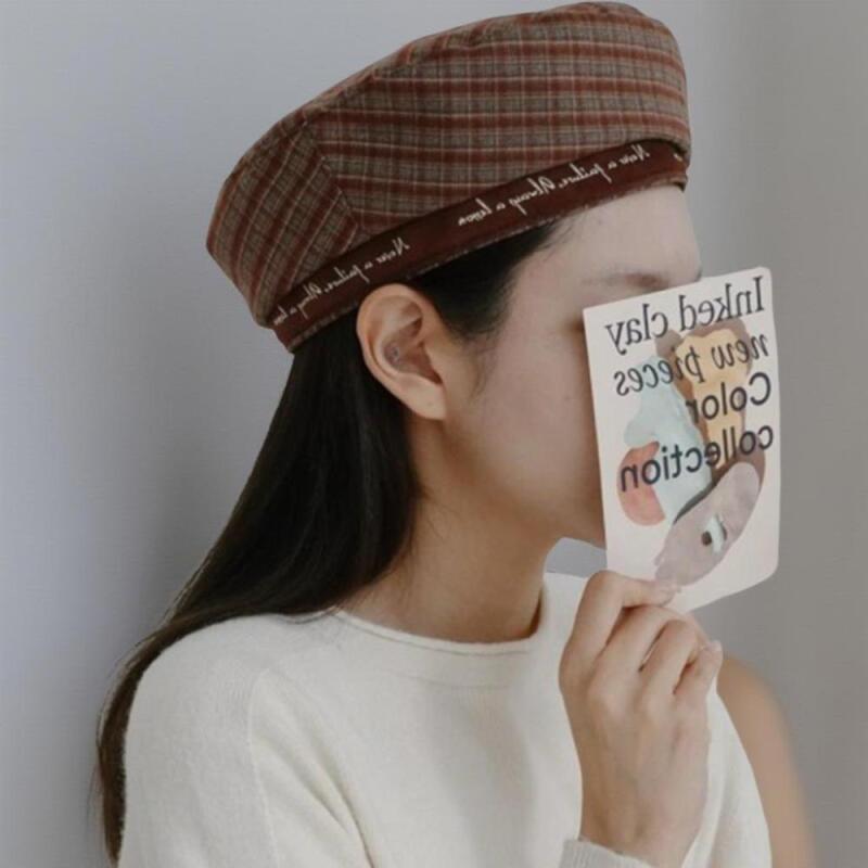 Women's Check Pattern Color Block Beret Fall Style Hat