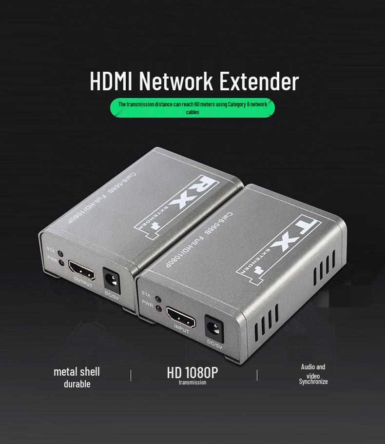 60m HDMI to RJ45 Extender for HD 1080p Video Signal Transmission with EDID