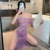 Sex underwear lace long dress uniform purple dress pure desire qqny938
