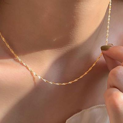 Prachtige Goud Verguld Roestvrij Staal Dunne Ketting Halsketting voor Vrouwen Eenvoudige Stijl Sleutelbeen Ketting Vrouwelijke Sieraden