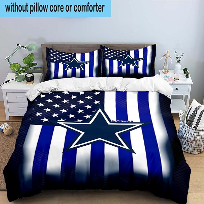 Dallas Cowboys 3PCS Bedding Set 2D Printing (Includes 1 Duvet Cover + 2 Pillowcases Coreless), Bedroom decor,Fan gift