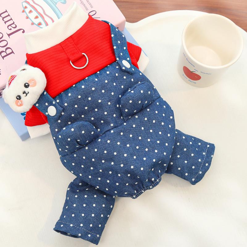New Pet Dog Clothes, Decorated with Cowboy Cat Straps, Cat and Dog Clothes, Four-legged Coats, Dog Vests, Teddy Bichon Frises