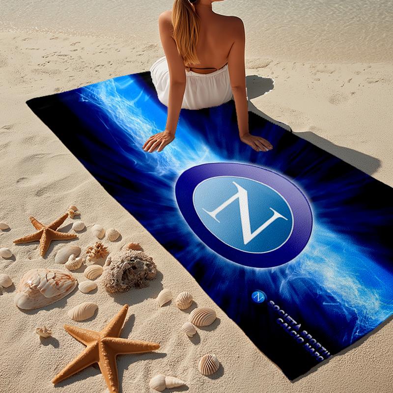 1 Stück Elektrisch Blaues Napoli Logo Strandtuch - Weiche, Saugfähige Mikrofaser, Leicht, Ideal für den Strand, Partys, Reisen, Camping Fan-Geschenke