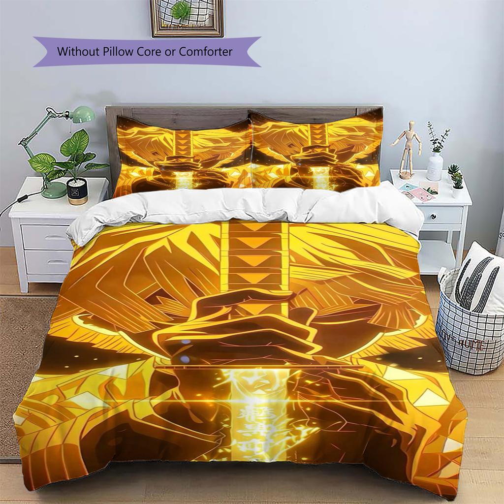 Conjunto de Colcha com Padrão de Desenho Animado Capa de Colcha Fronha Decoração de Casa Presente de Aniversário (1 capa de edredom + 2 fronhas, sem enchimento.)