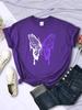 White And Purple Butterflies Personality Funny Print T-Shirt Women Summer Breathable Short Sleeve Soft Comfortable T Shirt Tees