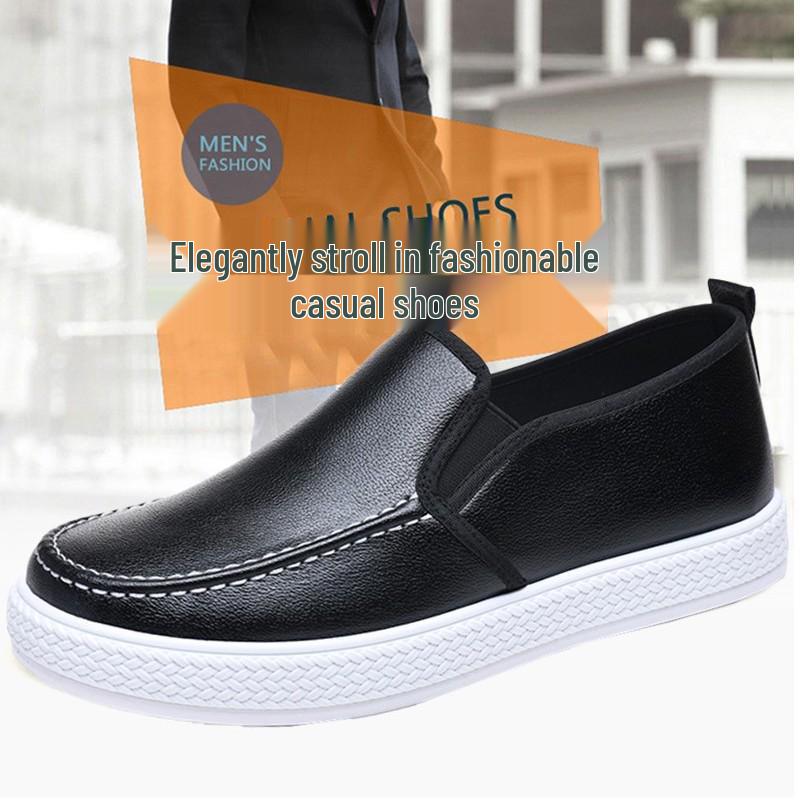 White Men's Slip-Resistant Waterproof Leather Nursing Shoes for Students