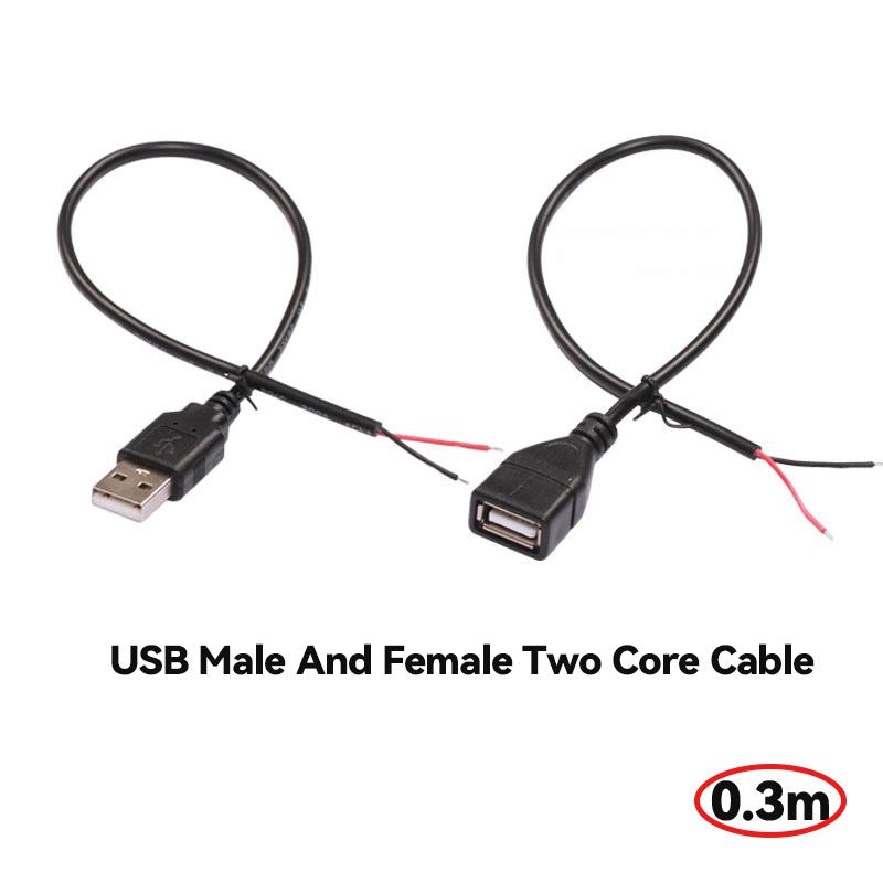 Copper USB Single Male Head Two Core Charging Cable Four Core Data Cable USB Connection Cable Tin Supply Cable Extension Cable