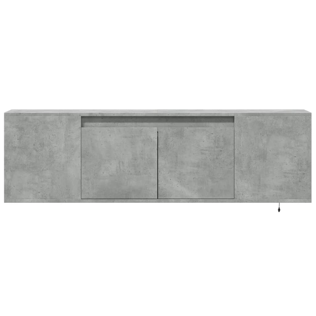 TV Wall Cabinet with LED Lighting Concrete Grey 135 x 31 x 39.5 cm