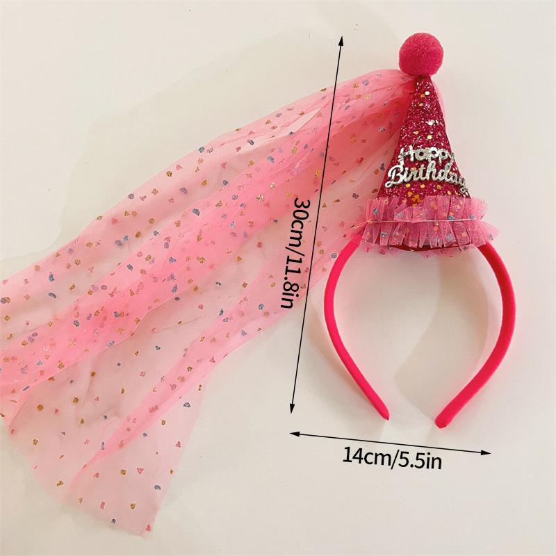 Birthday Party Hat Happy Birthday Hats Birthdays Cap Handmade Girl Princess Gauze Headband Birthday Party Decor Photo Props