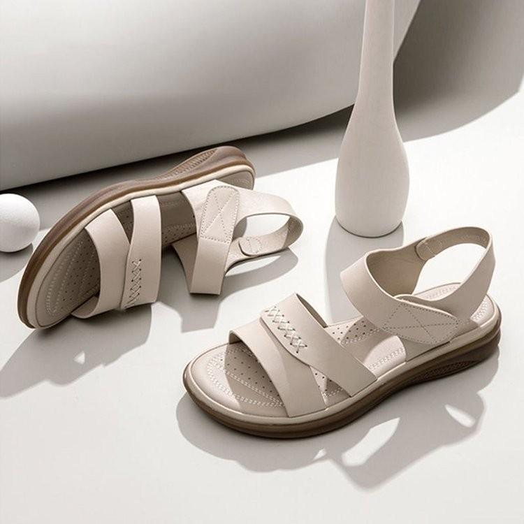 

Кожаные сандалии женские новые летние удобные модные на плоской подошве из говяжьей кожи 40