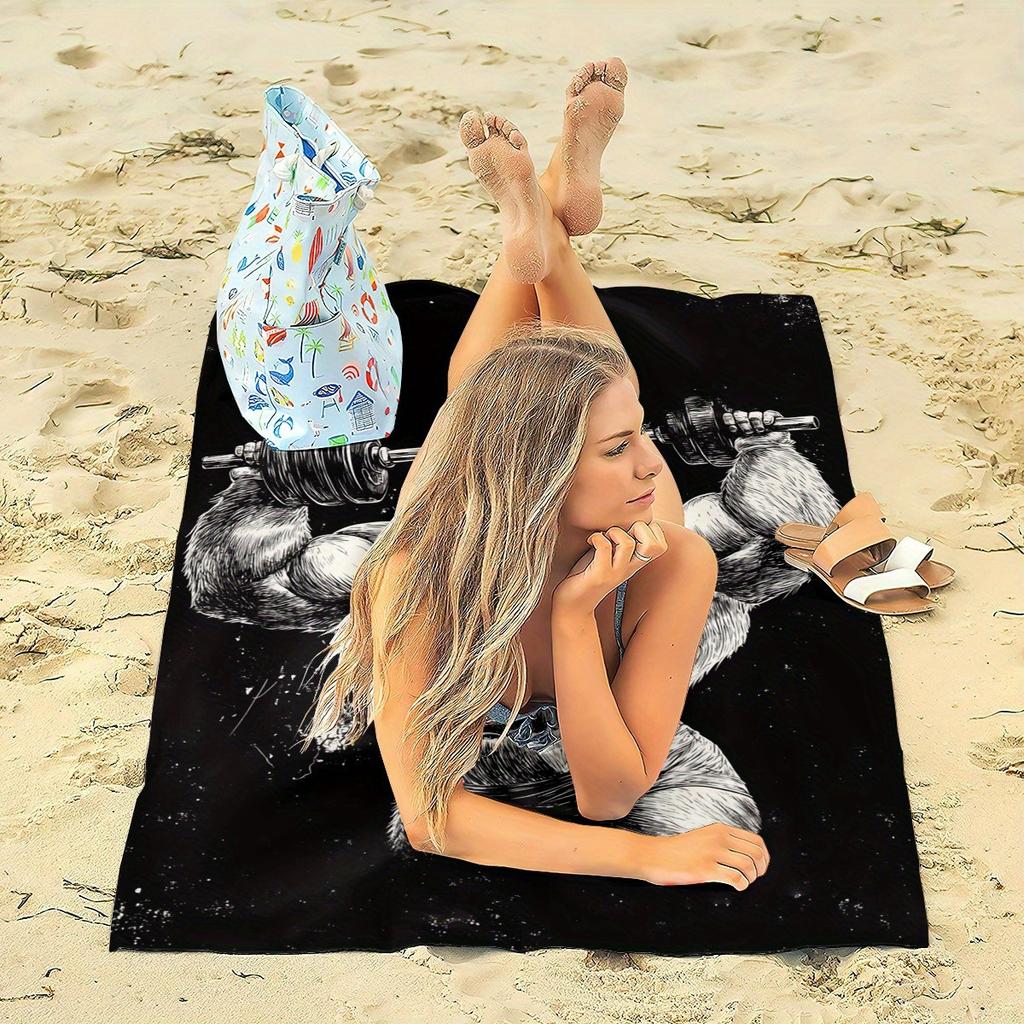 1PC Gorilla Lifting Weights Beach Towel Extra Large Quick-Dry Microfiber Sand-Free Super Absorbent Lightweight Compact for Swimm