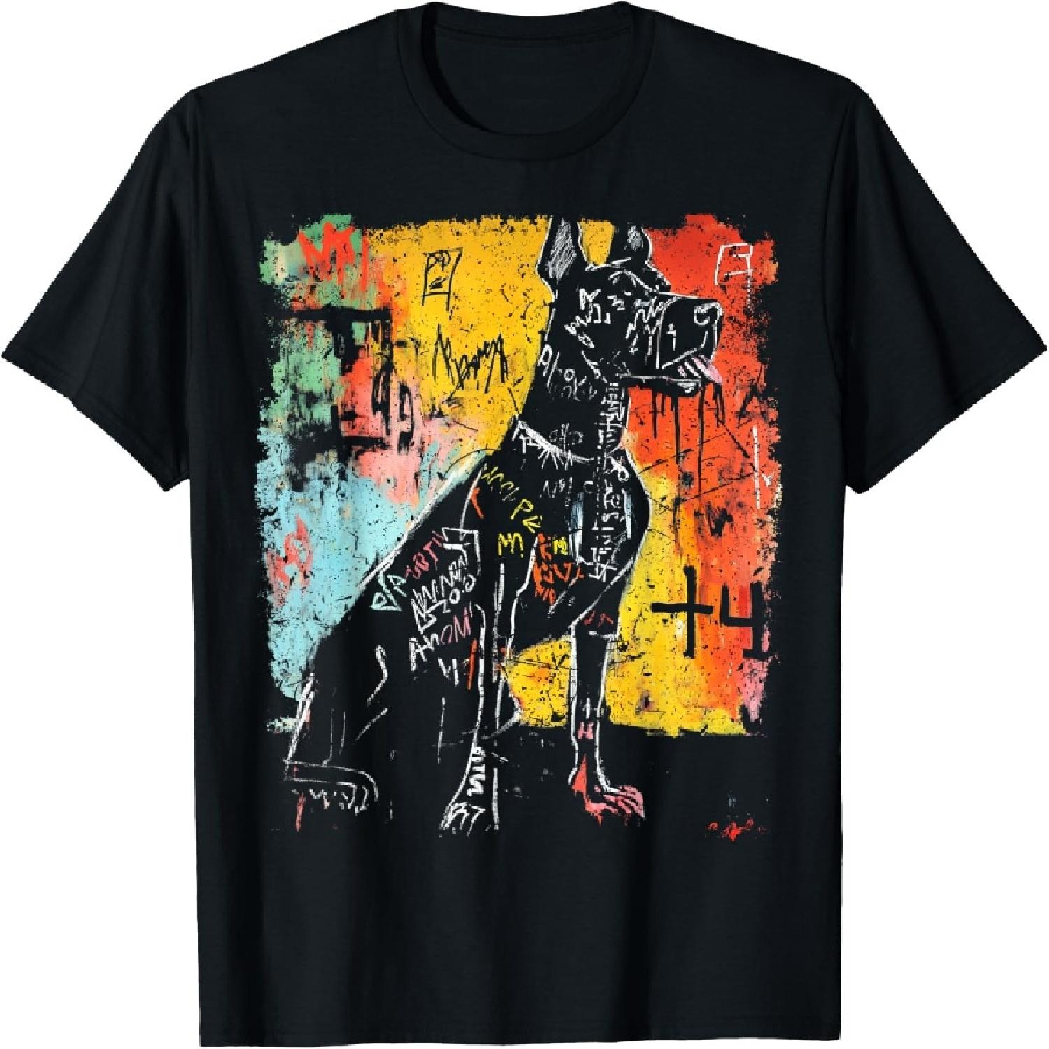 Pop Art Style Dog 90s Men s Graffiti T-Shirt S