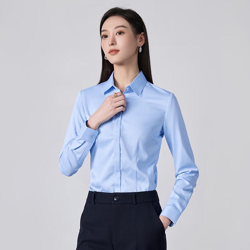 Teloman Women's Long-Sleeve Lapel Business Blouse