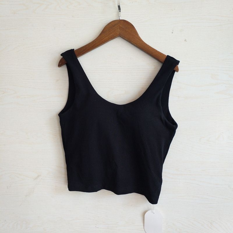 

Tail Goods Padded Strap Vest Female Pure Cotton Wireless Cup Integrated Open Back Inner Wear Can Be Outer Wear Bottoming Shirt Female Black XL