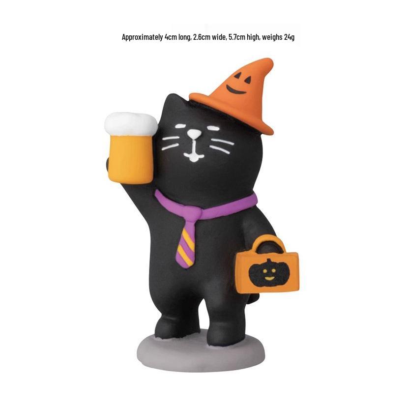Japanese Cat Halloween Resin Ornaments – Handmade DIY Trendy Toy Figures