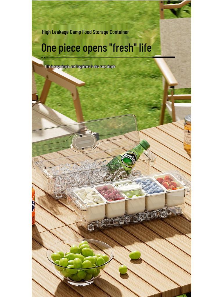 Portable Outdoor Picnic Fruit Preservation Box with Ice Compartments and Timer