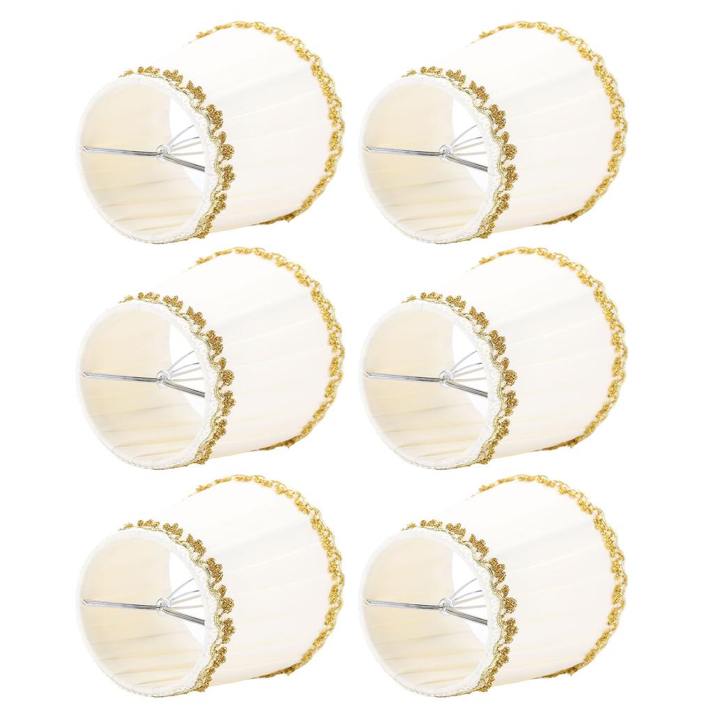 6PCS Fabric Lampshades Cloth Pleated Decorative Lamp Replacement Shade Clip On for Table Wall Lamps
