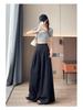 Women's Summer Ice Silk Striped Wide-Leg High-Waisted Pants - Thin, Slimming, Loose, Floor-Length, Casual Straight-Leg.