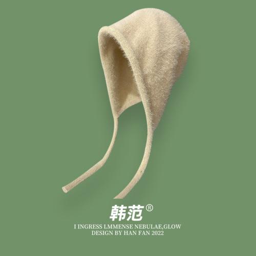 Y2K Cute Beanie Autumn Winter Women Warm Japanese Knit Hat Pile Caps Men Ear Protection Tie Pullover Hat Gorro Bonnet