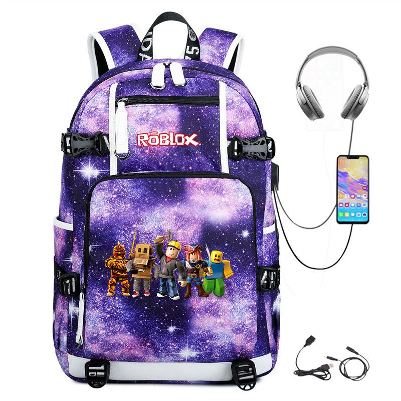 Cartoon Game USB Backpack Large Capacity Hiking Bag College Student Outdoor Travel Casual Daypack