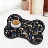 1 pièce Tapis Antidérapant Géométrique Arête de Poisson Empreinte de Patte pour Chien - Tapis pour Gamelles d'Eau et de Nourriture pour Chiens de Petite à Moyenne Taille, Facile à Nettoyer,
