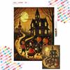 Halloween Diamond Painting Mosaic Art Kit Pumpkin Castle Full Moon Handmade DIY Home Decoration Wall Art Craft 128 Characters