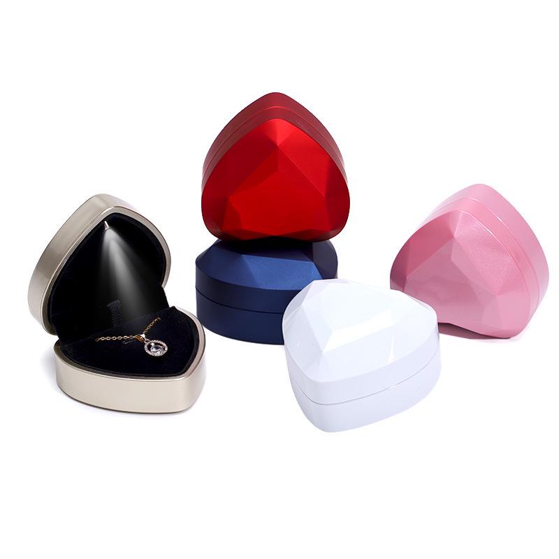 Heart-shaped LED Jewelry Storage Box for Rings, Necklaces, and Pendants