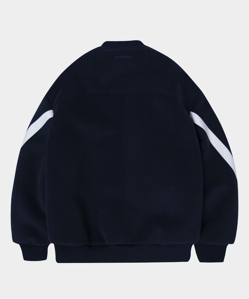 Black Moment Contrast Cut Detail Two-Way Stadium Bomber Padded Jacket [Charcoal]