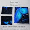 3pcs Blue Butterfly Duvet Cover Set, Mandala Bedding Boho Floral Duvet Cover For Bedroom Guest Room(Duvet Cover + 2*Pillowcase)