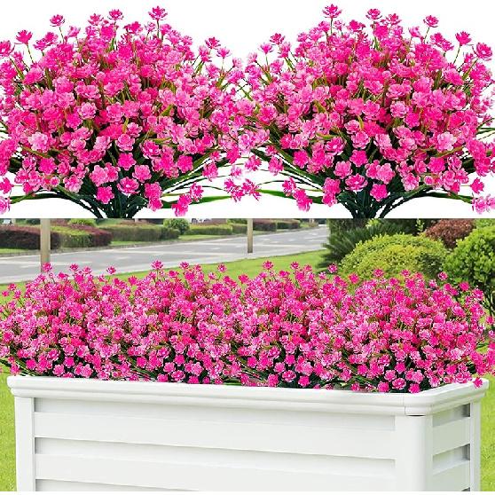 Lnoicy 20pcs Artificial Flowers for Outdoor,Plastic Flowers Decoration, UV Resistant Faux Flowers Shrubs, Artificial Plants for Indoor Outside Garden