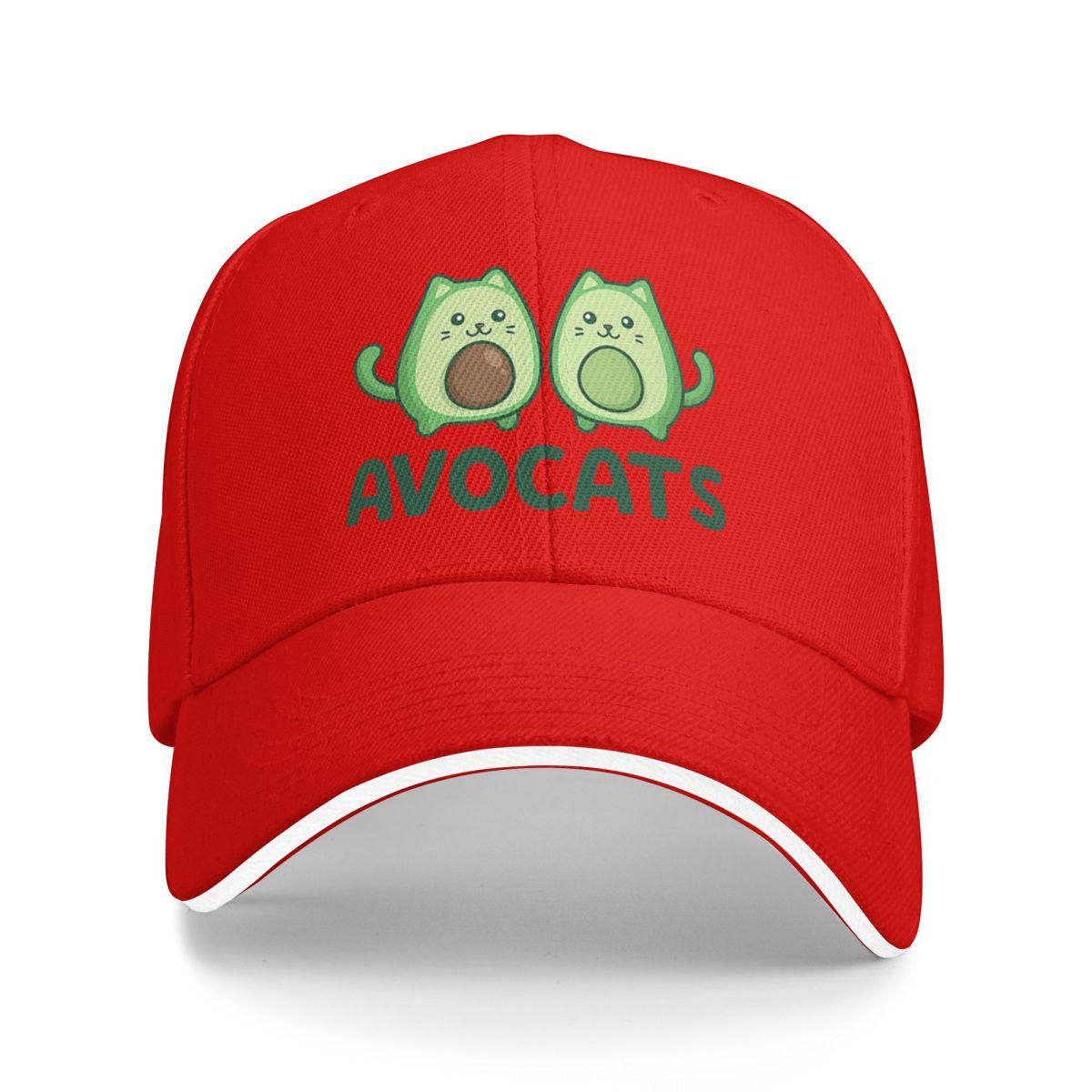 Avogato Avocado Cat Cute Vegan Cat Baseball Caps Snapback Baseball Hats Breathable Casual Casquette Outdoor Unisex One Size
