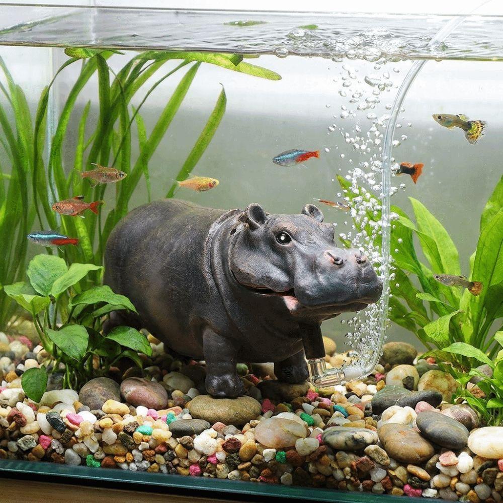 Realistic Hippo Oxygen Pump Efficient Aquarium Hippo Ornament Aquarium Accessories