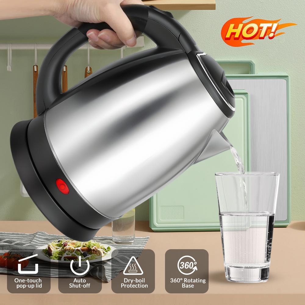 2.0L Hot Water Kettle Electric 1000W Stainless Steel Teapot with Auto Shut-Off Anti-Dry Design,Quick Boil for Hotel Family Trip