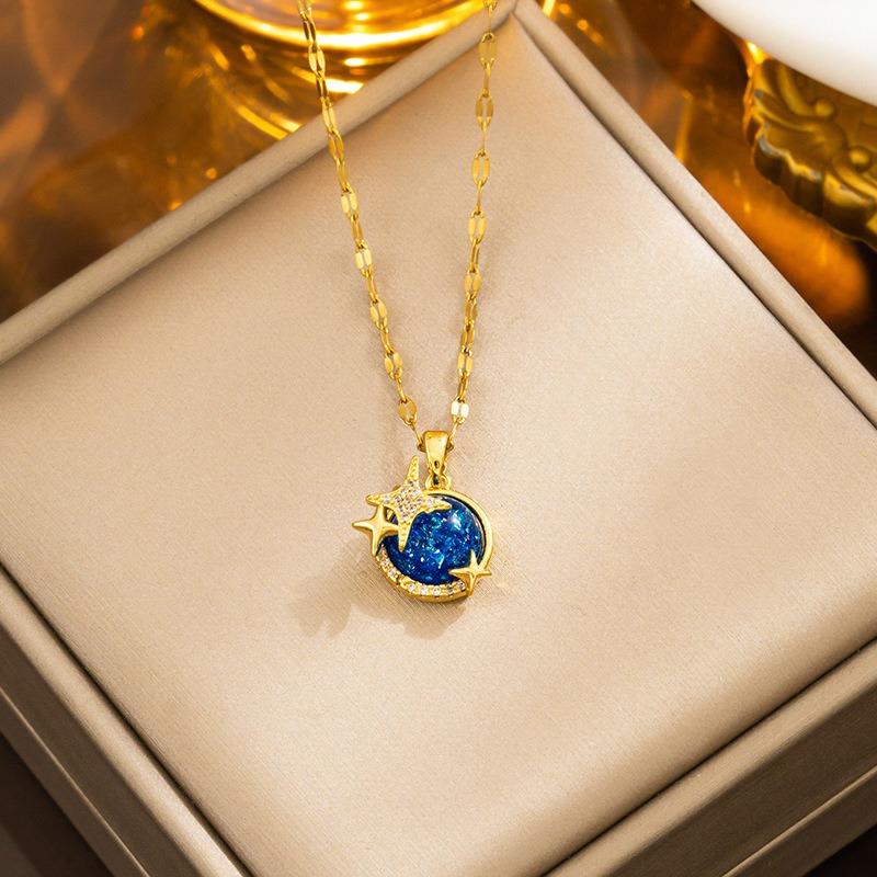 Specially for titanium steel planet starry sky non-fading necklace women's fashion personality versatile high-end sense collarbone chain jewelry